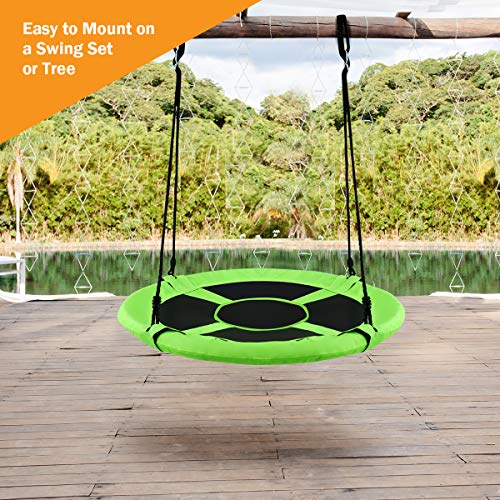Costzon Tree Swing, 40 Inch Saucer Swing for Kids Outdoor, 700 lbs Weight Capacity Round Swing w/ 900D Waterproof Oxford Cloth, Adjustable Rope, Flying Swing for Backyard, Indoor & Outdoor Playground
