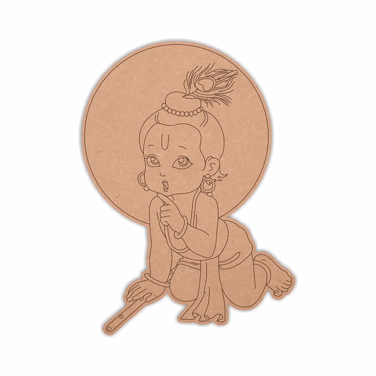 DOTME® Cute Krishna Pre Marked Wooden MDF Base Cutout Art Crafts Work Home, Room Décor Artistic DIY Work Art (10 x 7 Inch)-image-34