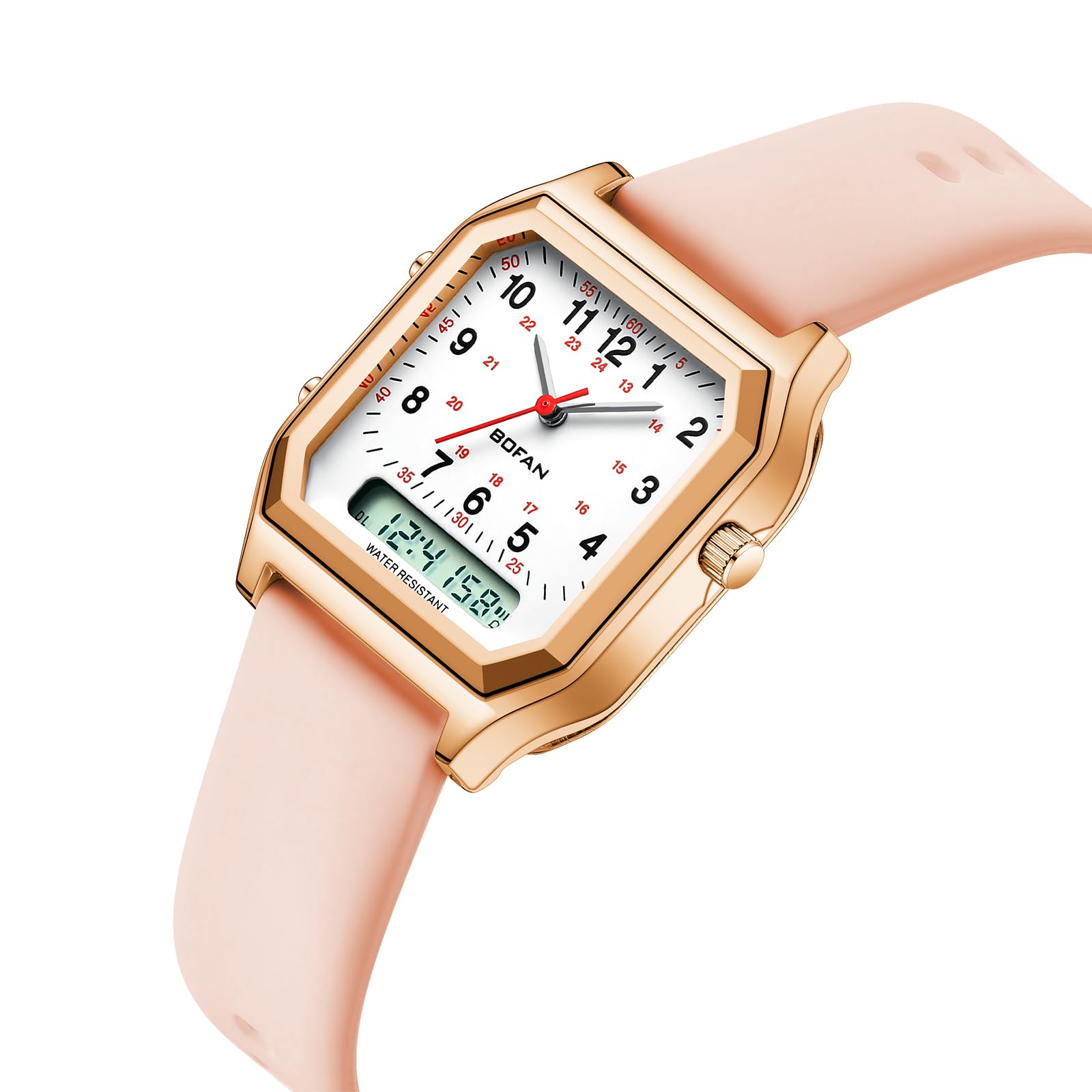 BOFAN Orologio da infermiere doppio display per infermieri, professionisti medici, studenti, donne, uomini, 24 ore con lancetta dei secondi, data, sveglia, cronometro, cinturino in silicone
