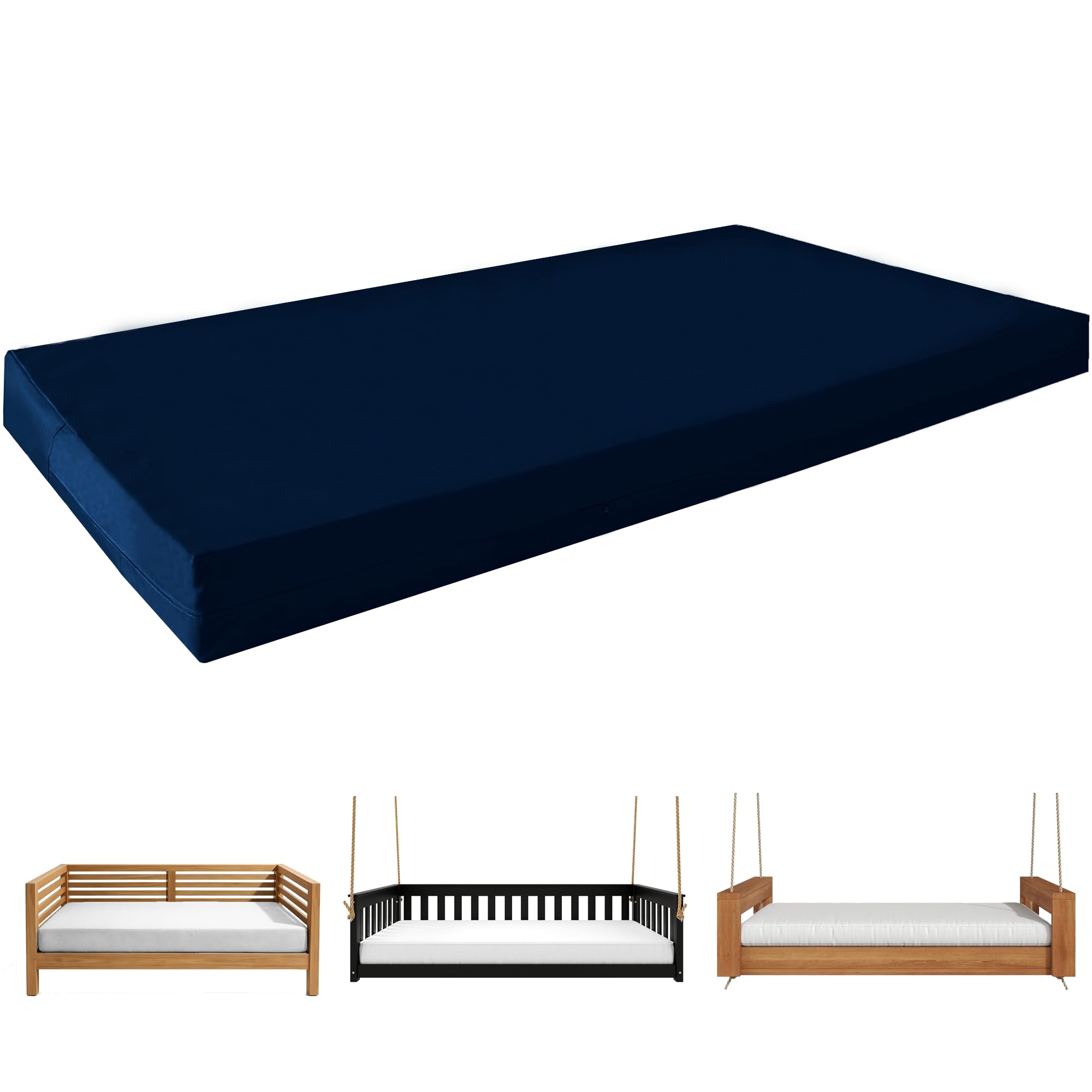 Photo 1 of Twin Size Porch Swing Bed Mattress Cushion Cover, Waterproof Outdoor Daybed Cushion Cover for Twin Size with Long Zipper-Durable?Breathable?Sun-proof ,Machine Wash Fits Swing, Patio & Garden Furniture