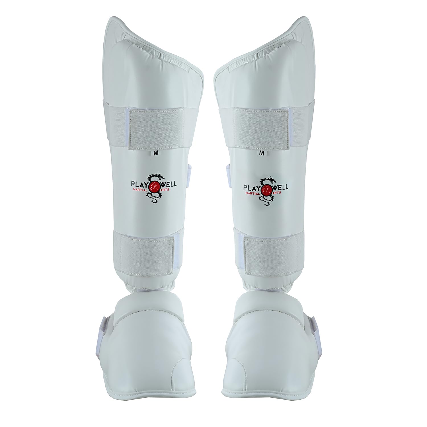 Playwell WUKF Style White Karate Competition style Shin Pads - Pair (Small)