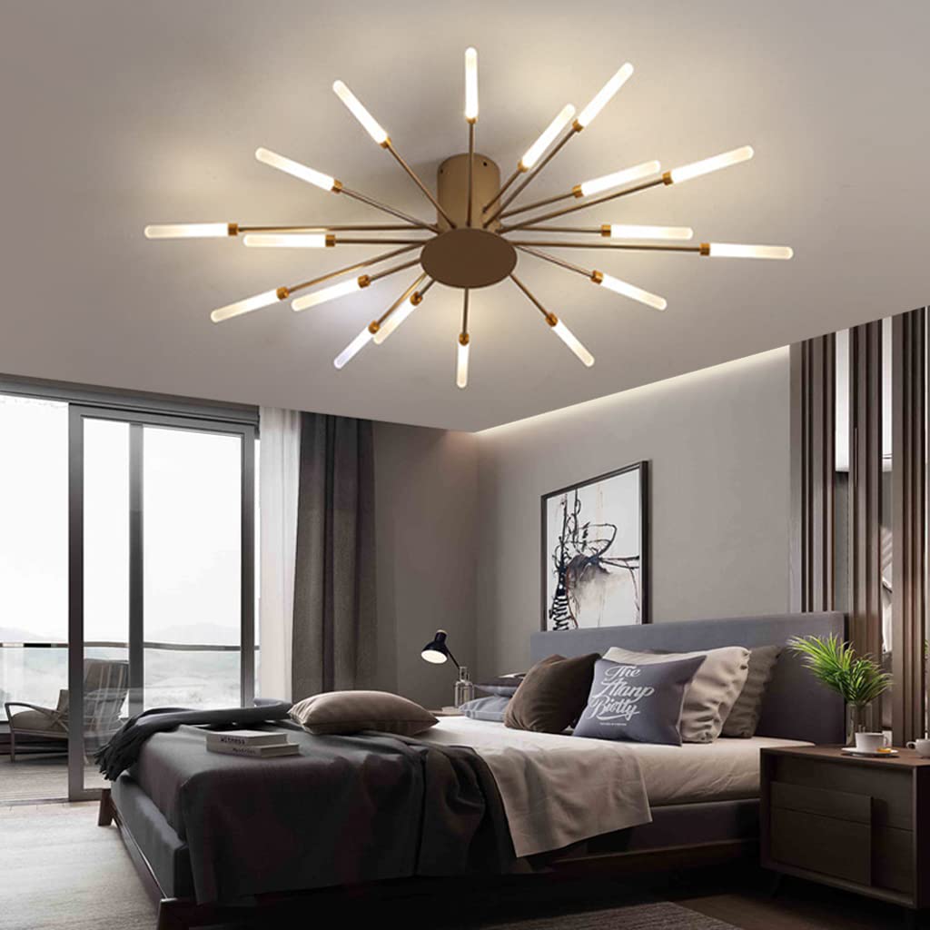 LYMSXAZOU Modern Ceiling Light LED Lamp Fireworks Design Chandelier Creativity Bedroom Living Room Wall Reception Hall Office Children's Indoor Lighting Decorative Lights (Gold,18 Heads)