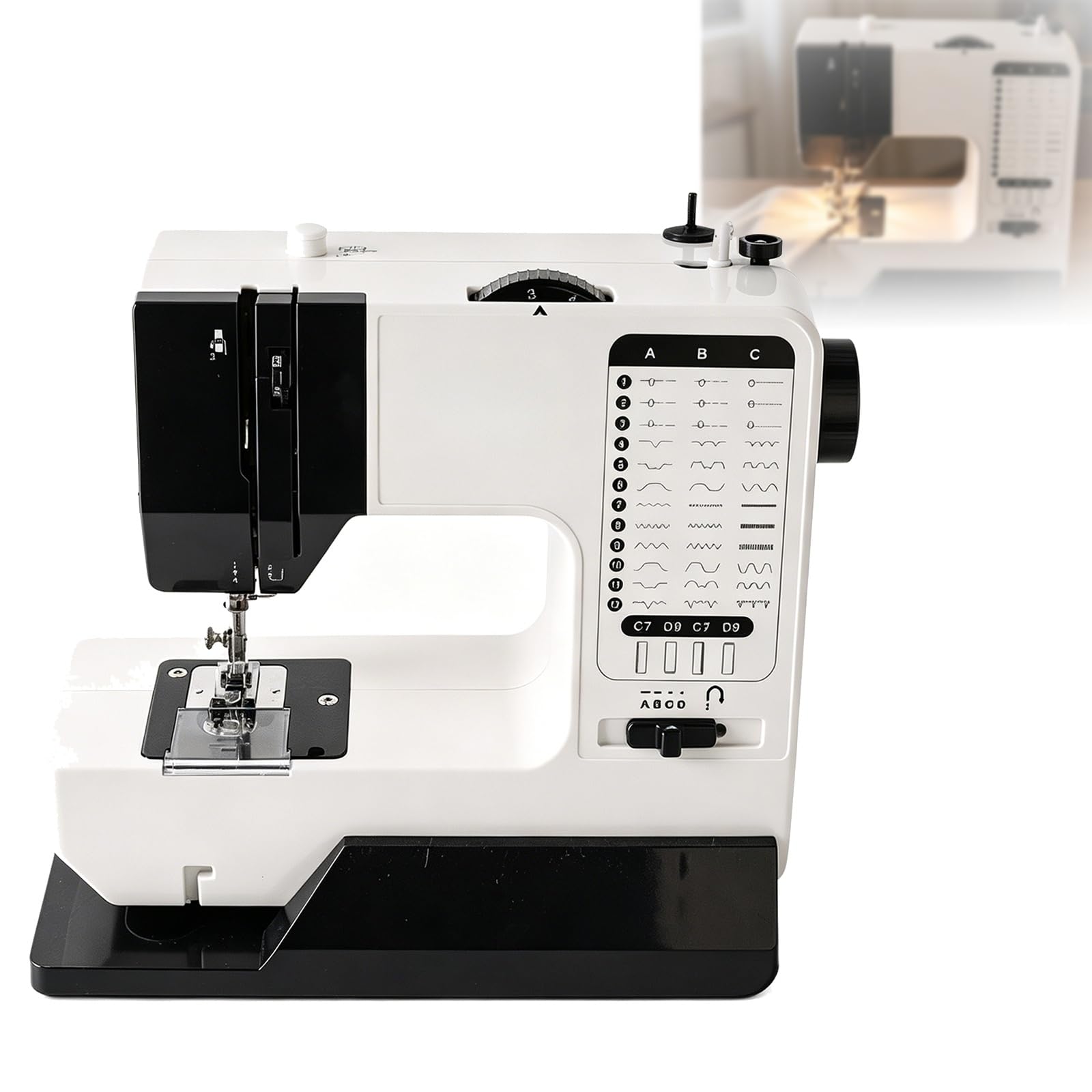 Máquina de coser industrial Overlock con 38 puntadas integradas, luz LED y mesa de extensión para tela gruesa, ideal para principiantes y profesionales