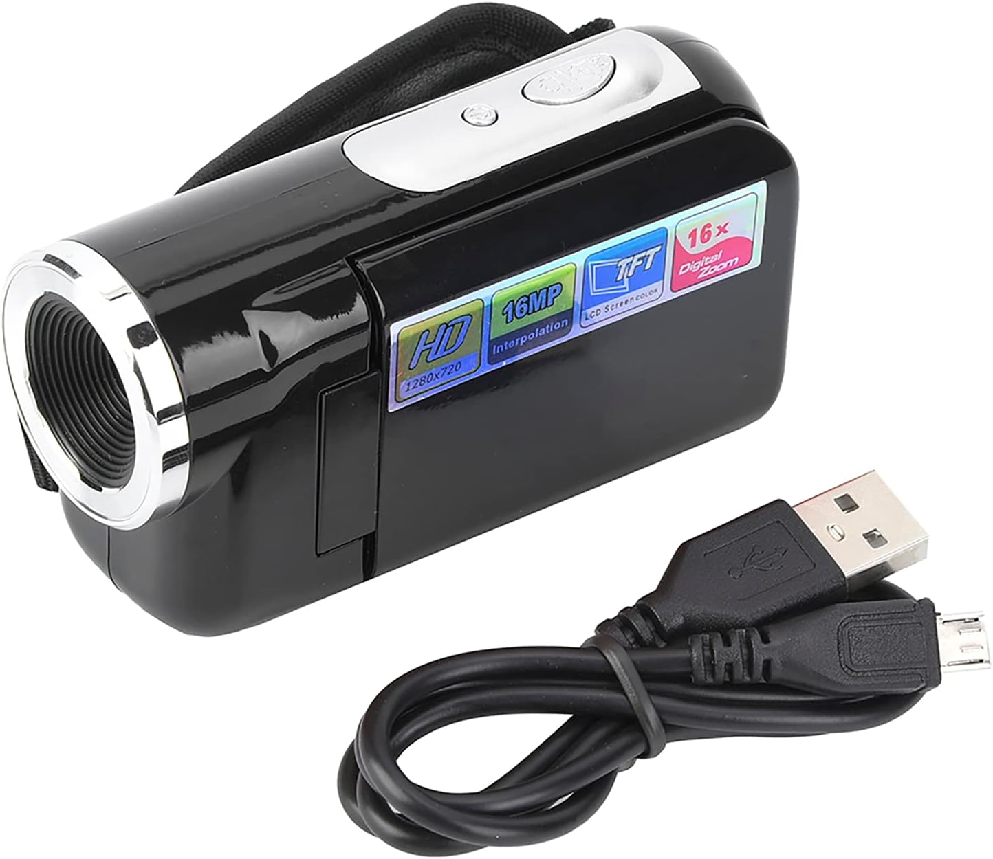 Handheld Video Camcorder16X HD Digital Video Camera Camcorder with TFT LCD Screen Toy, Video Camera for Kids, Make Birthdays, Christmas, and Holidays Extra Special(black)