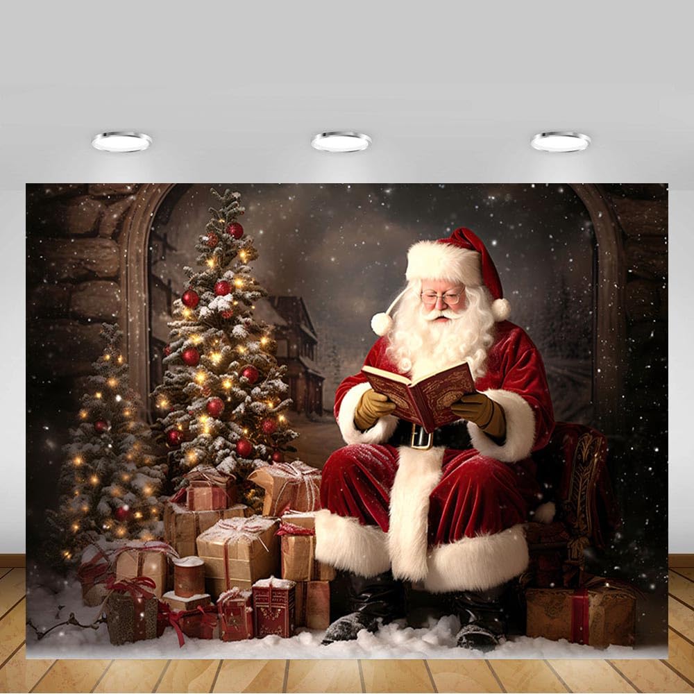 MEHOFOND 7x5ft Christmas Backdrop Santa Claus Story Book Christmas Tree Gift Fireplace christmas backdrops for photography Children Portrait Home Party Decoration Banner Studio Supplies - Image 4