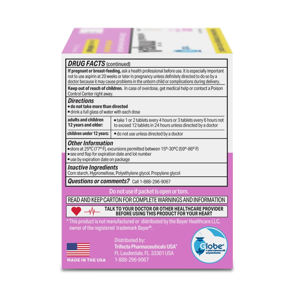 Globe Aspirin Tablets 325 mg, Single Use Packets, Pain Relief -100 Count — Amazon image 5