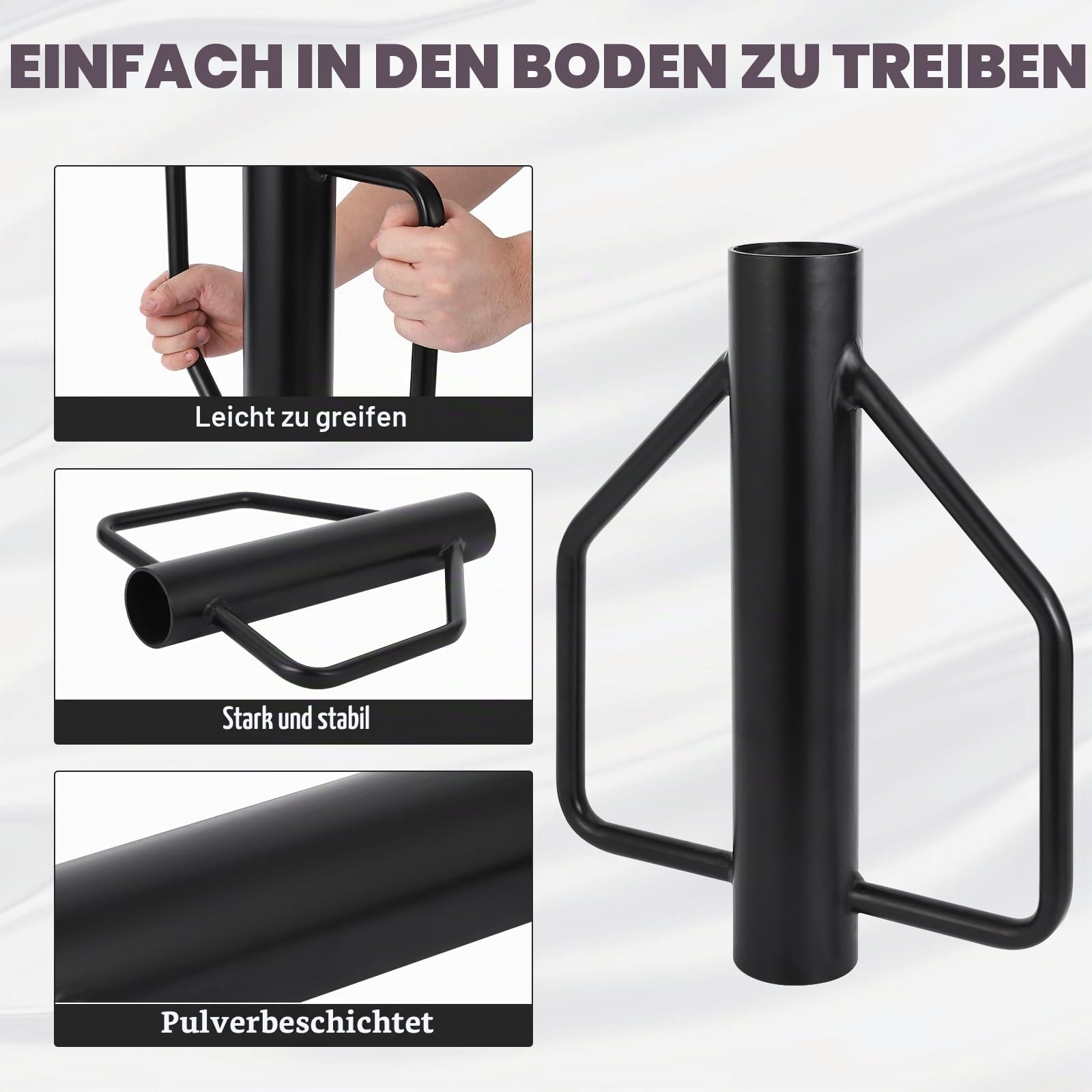 Pfahlramme, Ø 76 mm Handramme für Zaunpfähle und Pfosten, 5.5kg Zaunpfahlramme aus Stahl, Pfostenramme zum Einschlagen von Pfosten beim Zaunbau
