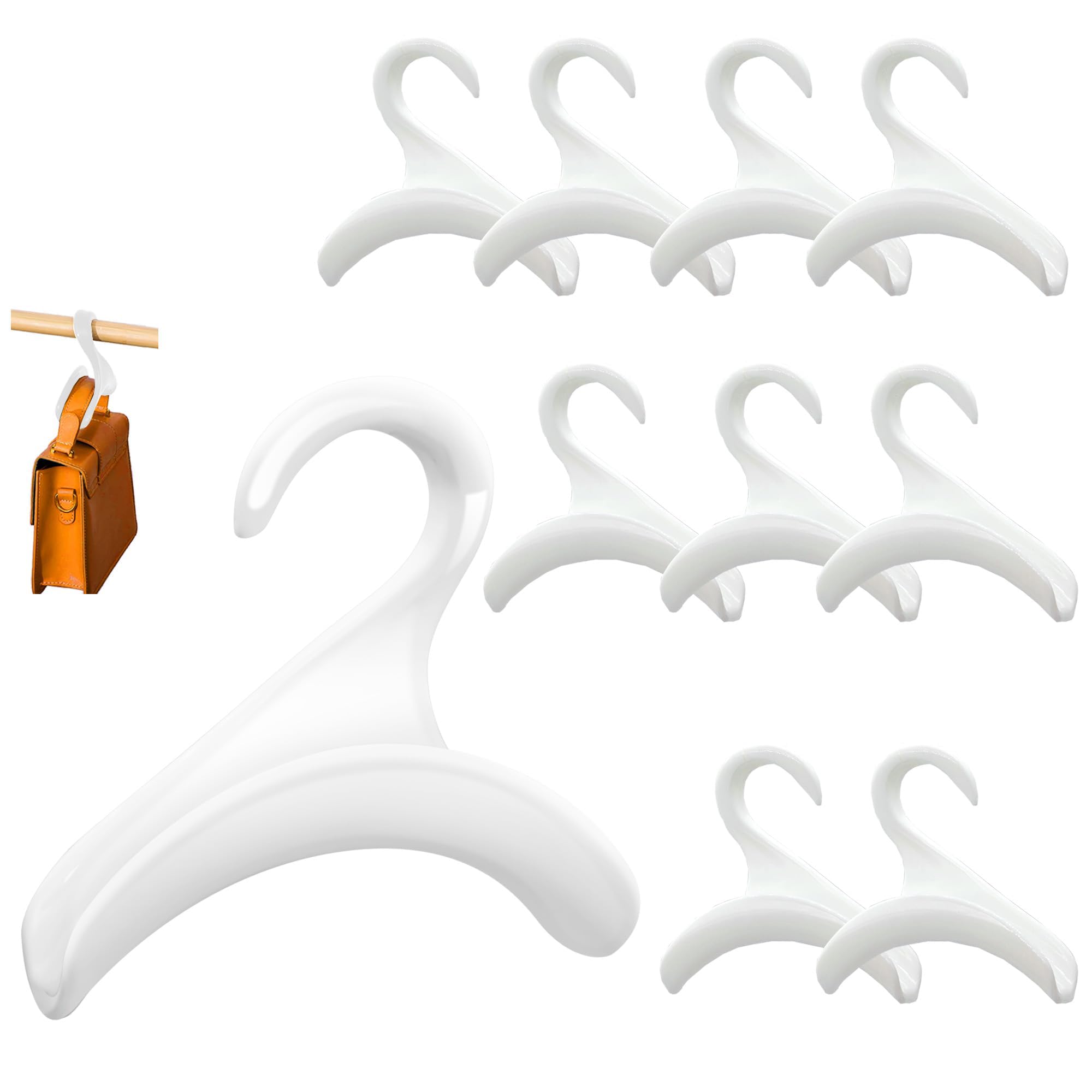 10 Pieces Bag Hanger, Space Saving Solution for Wardrobe, Handbag Holder for Organized Storage, Purse Hanger for Wardrobe White Color Set of Ten Units-image-5