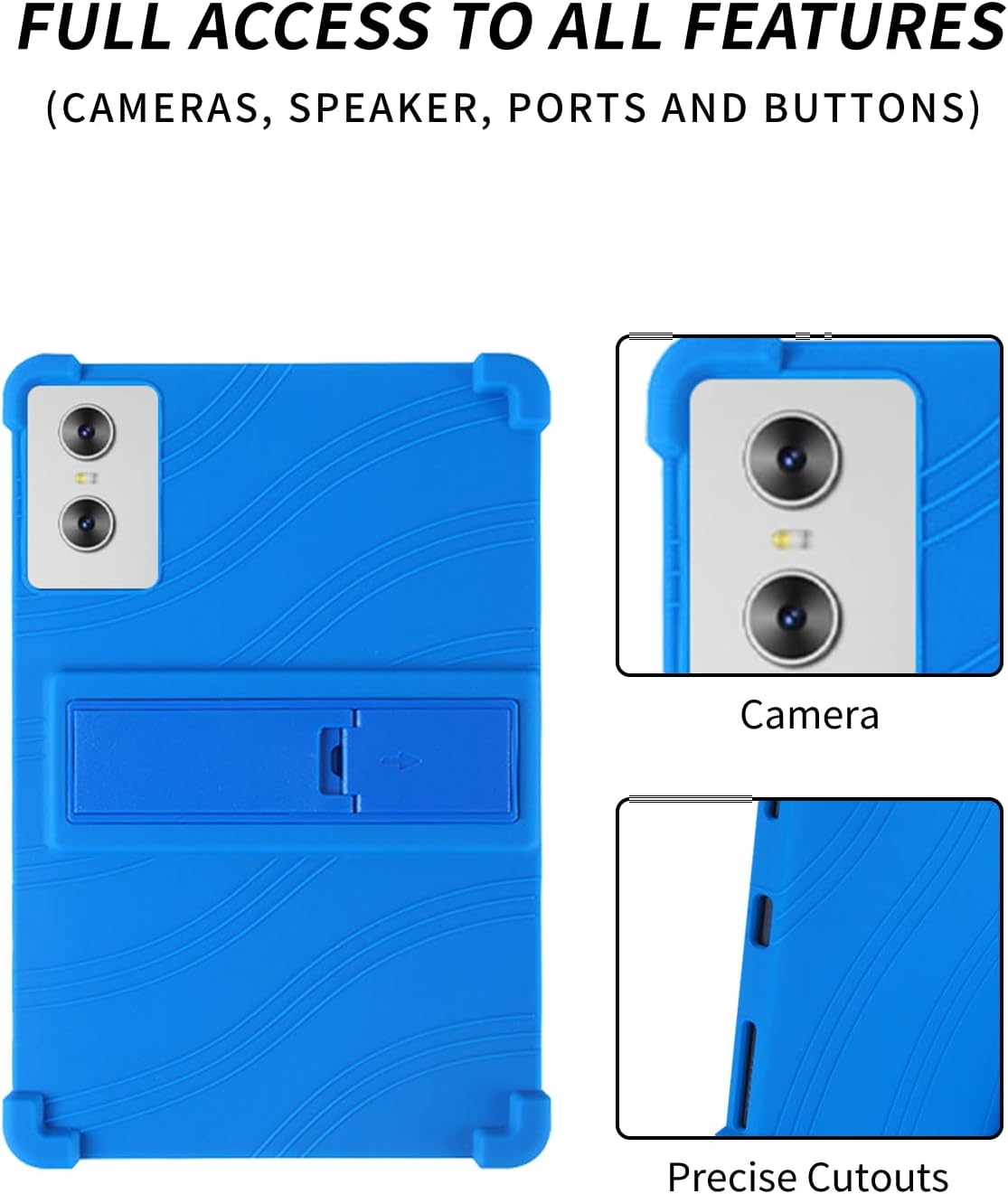 Case for SVITOO TAB P11 Android 15 Tablet 2025 11 inch，WUNIAK Shock Proof Lightweight Stand Rubber Shell Protective Cover,Kids Friendly Soft Silicone Adjustable Stand Cover，Blue