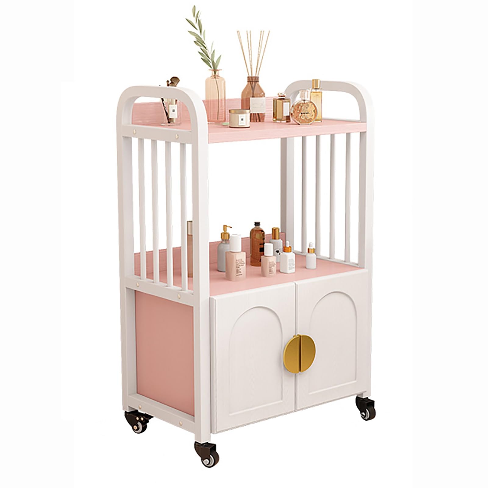 Carrito de Maquillaje Carro Peluqueria Carrito de Belleza Carrito Peluqueria Carrito de Esteticista Carrito Auxiliar con Ruedas Carrito Organizador(Pink)