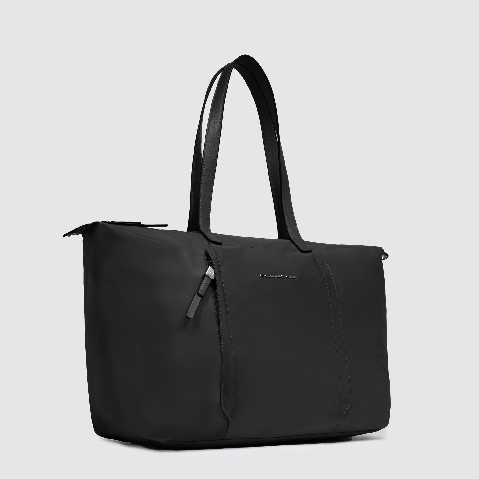 PIQUADRO – Borsa pieghevole porta PC 15.6 pollici – Pelle e tessuto – Donna
