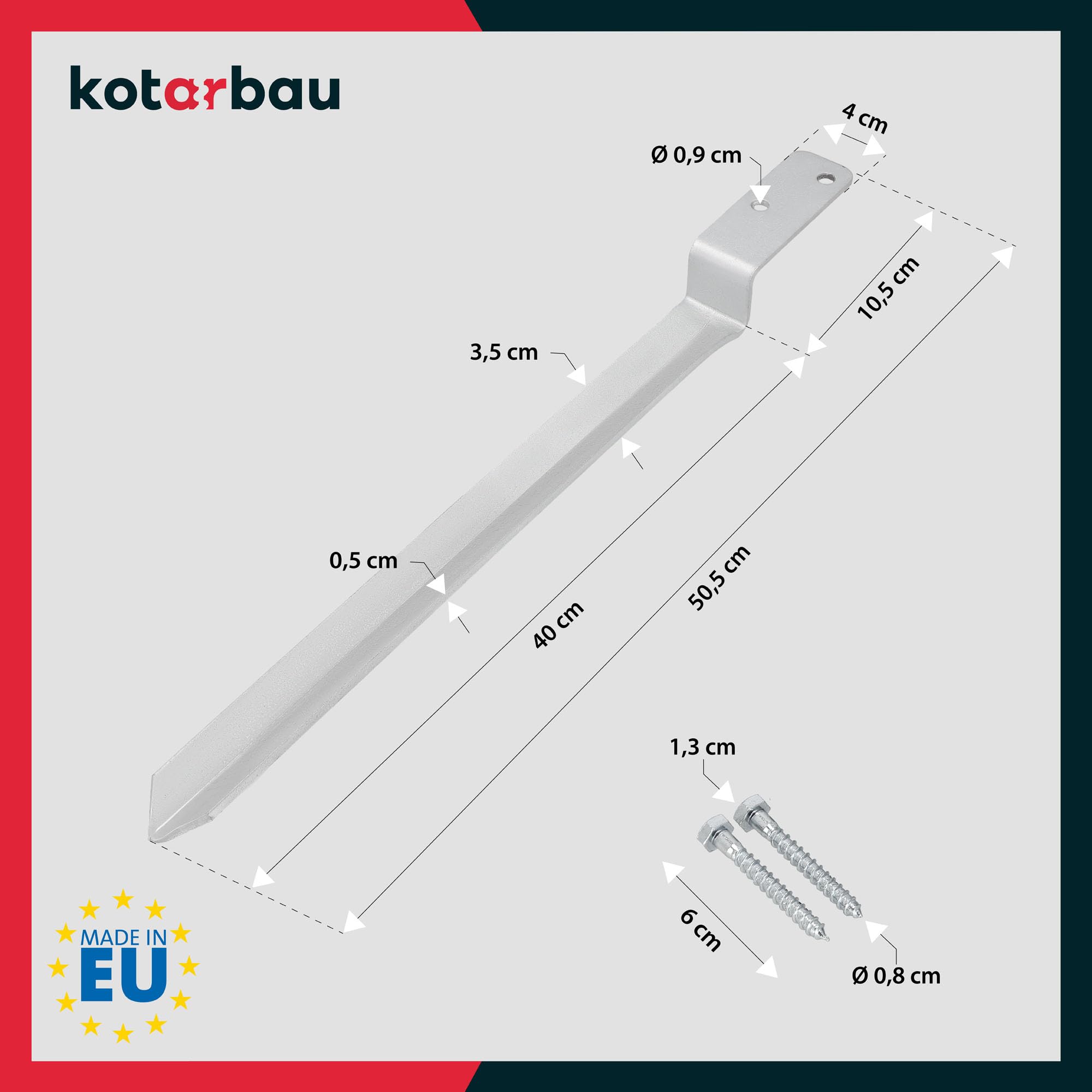KOTARBAU® 4 x Support De Poteau à Enfoncer - Acier Galvanisé - 50 cm - Argent - Ancrage Au Sol - L-Forme - Support Balançoire - Kit Ancrage Balancoire - Extérieur Jardin Sécurisé Résistant