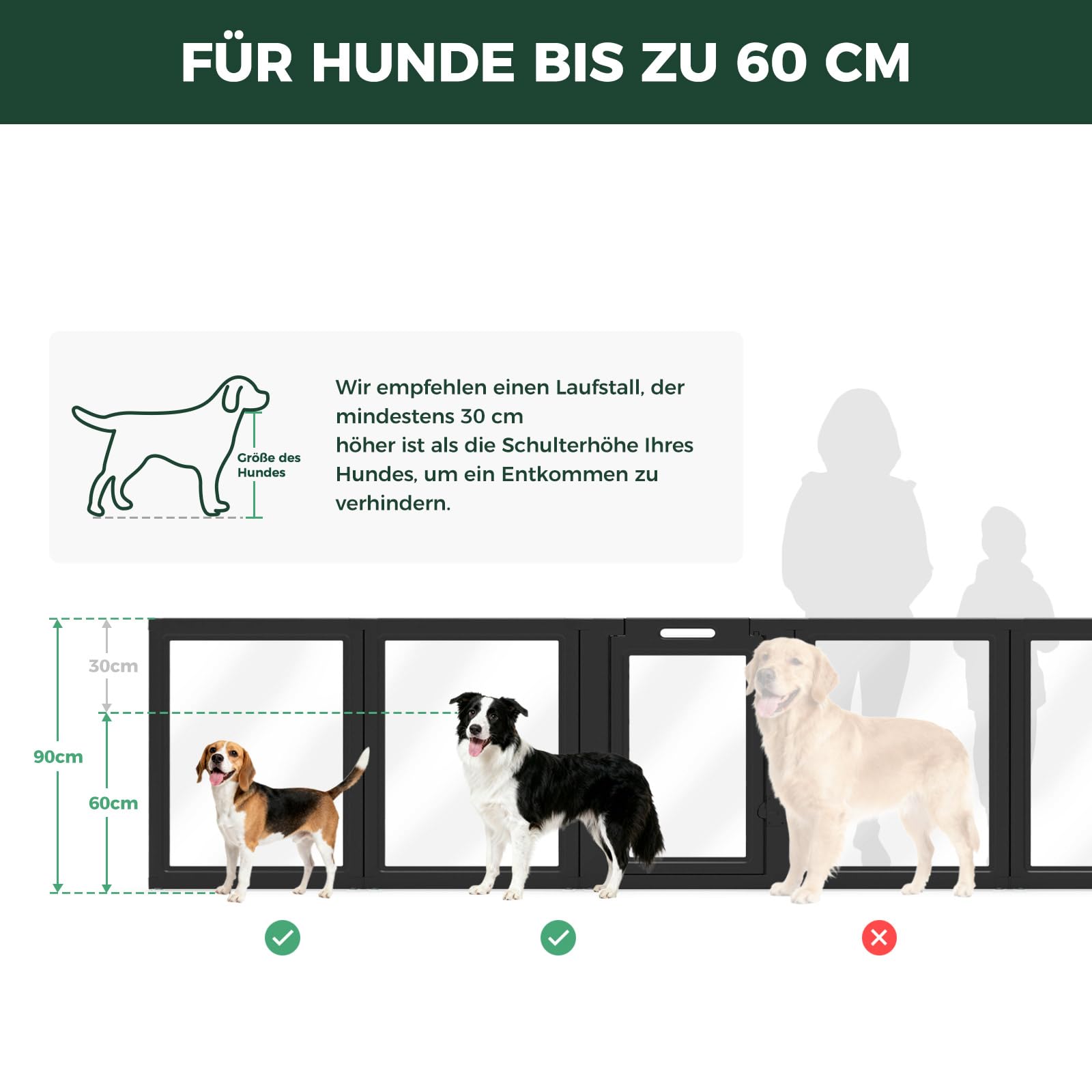 fxw AuraSpace - Patio de juegos para perros de tamaño mediano, acrílico, 35 pulgadas, 12 paneles, color negro