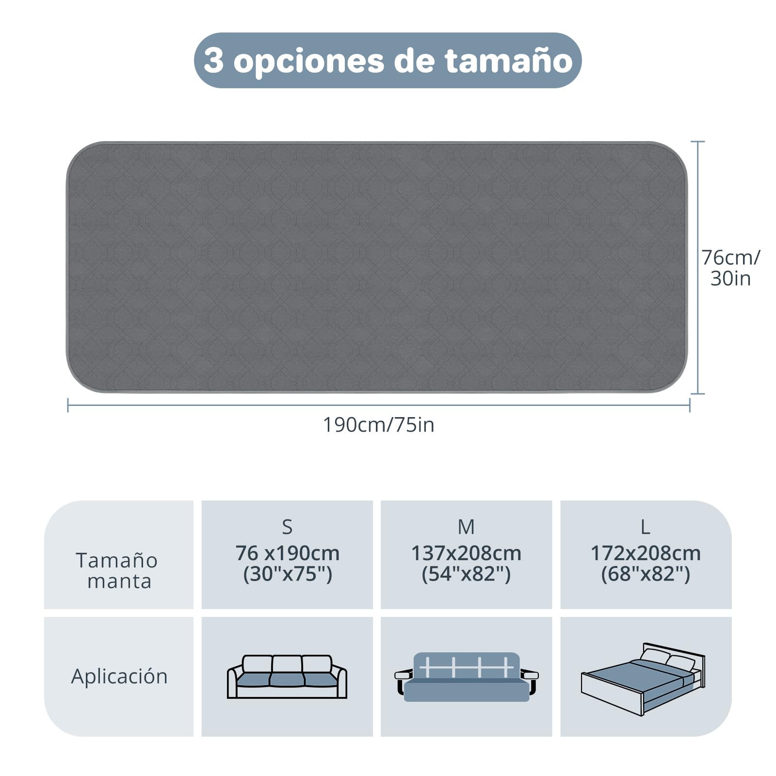 Funda Impermeable para Sofá, Funda para Cama, Funda para Mascotas, Sofá, Funda para Muebles de Sofá, Lavable a Máquina, Apta para Perros, Gatos, 76x190cm