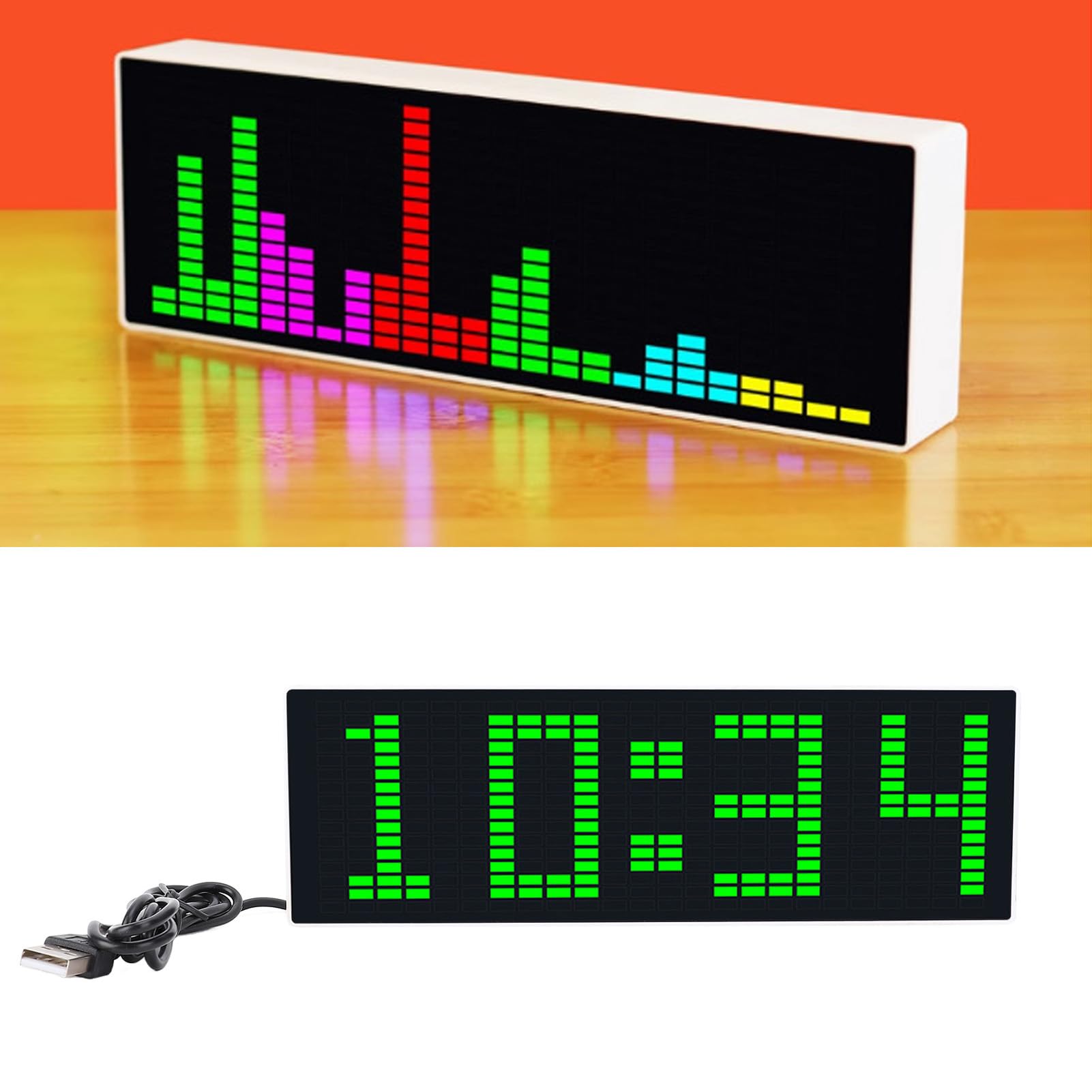 Display dello spettro musicale, analizzatore musicale a LED, analizzatore dello spettro audio, misuratore di controllo del suono colorato, 12 effetti dinamici e 7 effetti cromatici