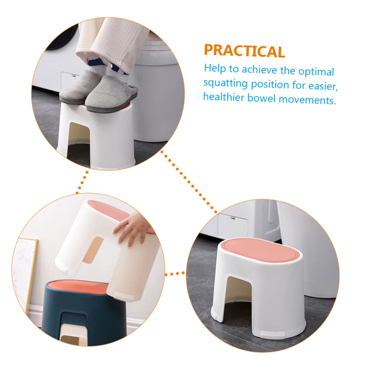 VICASKY 2pcs Modern Potty Stool Step Stool for Adults Non-Slip Plastic Toilet Footrest Safety Design for Home Use