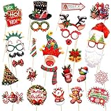 Aitsite 30 Stück Weihnachtsfeier Fotorequisiten, Fotobox Accessoires Weihnachten, Lustige Foto Requisiten, Weihnachts Dekoration, Selfie-Requisiten Für Erwachsene Kinder Weihnachtsfeier Party Zubehör