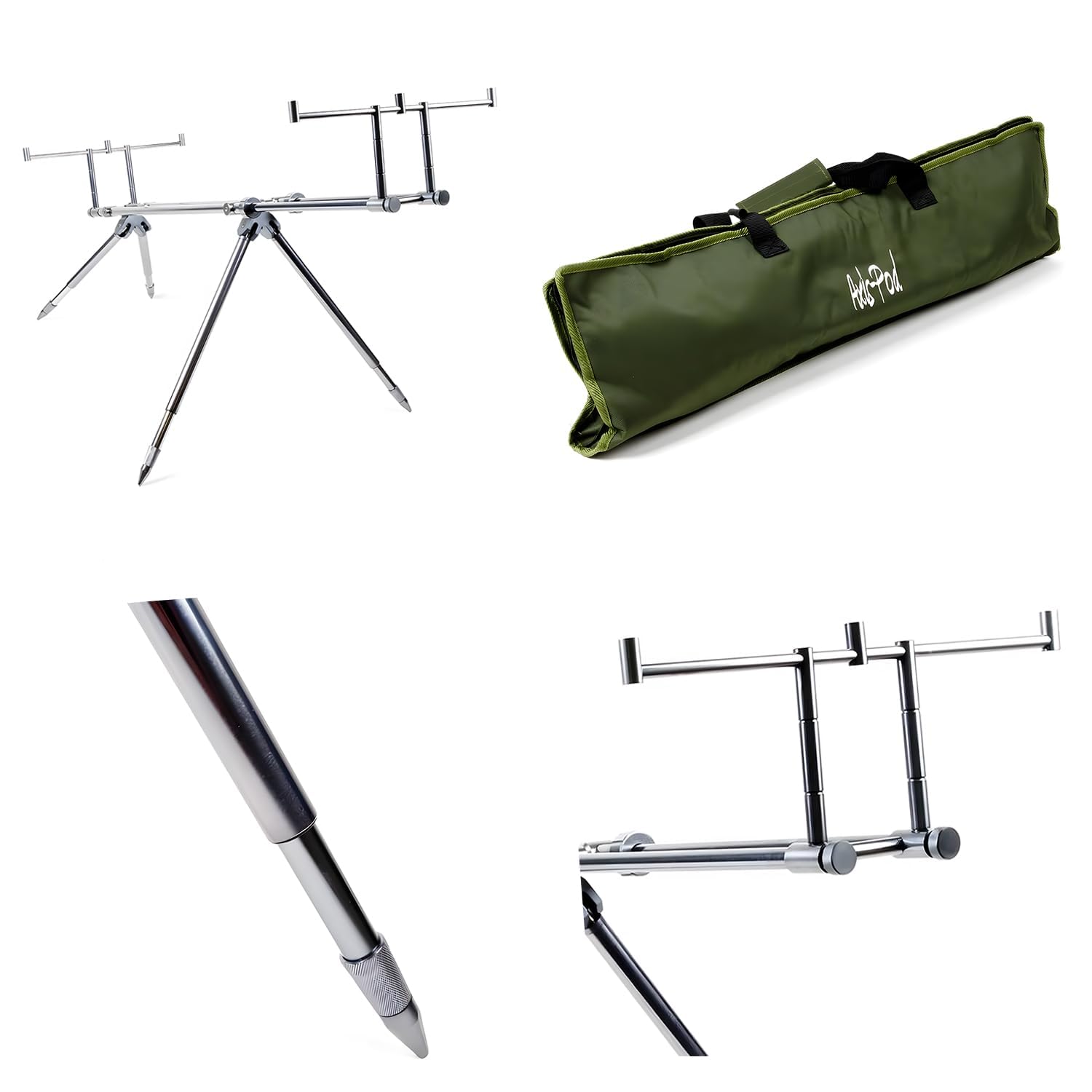 X2 Axis Rod Pod 3 Cannes - Réglable jusqu'à 116 cm - 4 Pieds Réglables - Aluminium - Support Cannes Carpe - Stable et Compact