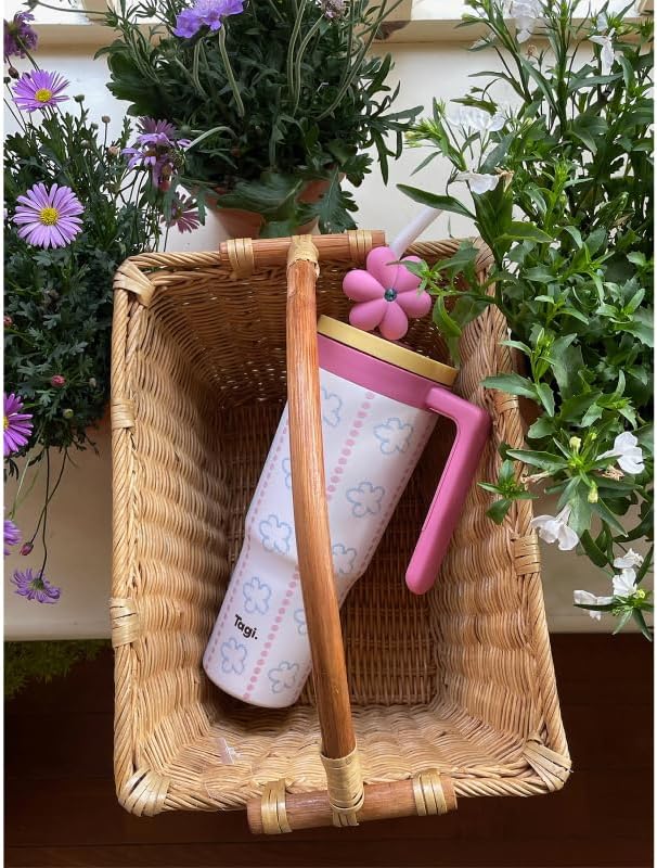 Tagi. Put-Put Flower Tumbler 40oz with Handle and Straw, 316L Stainless Steel Insulated Water Bottle, Fits in Cup Holder (Puppy TonTon) - Image 4