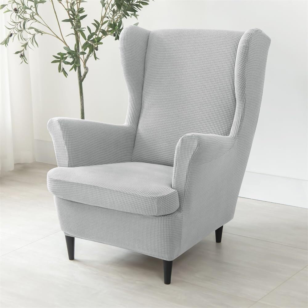 Jacquard Stretch Wingback Chair Covers 2 Piece Wing Chair Armchairs Covers