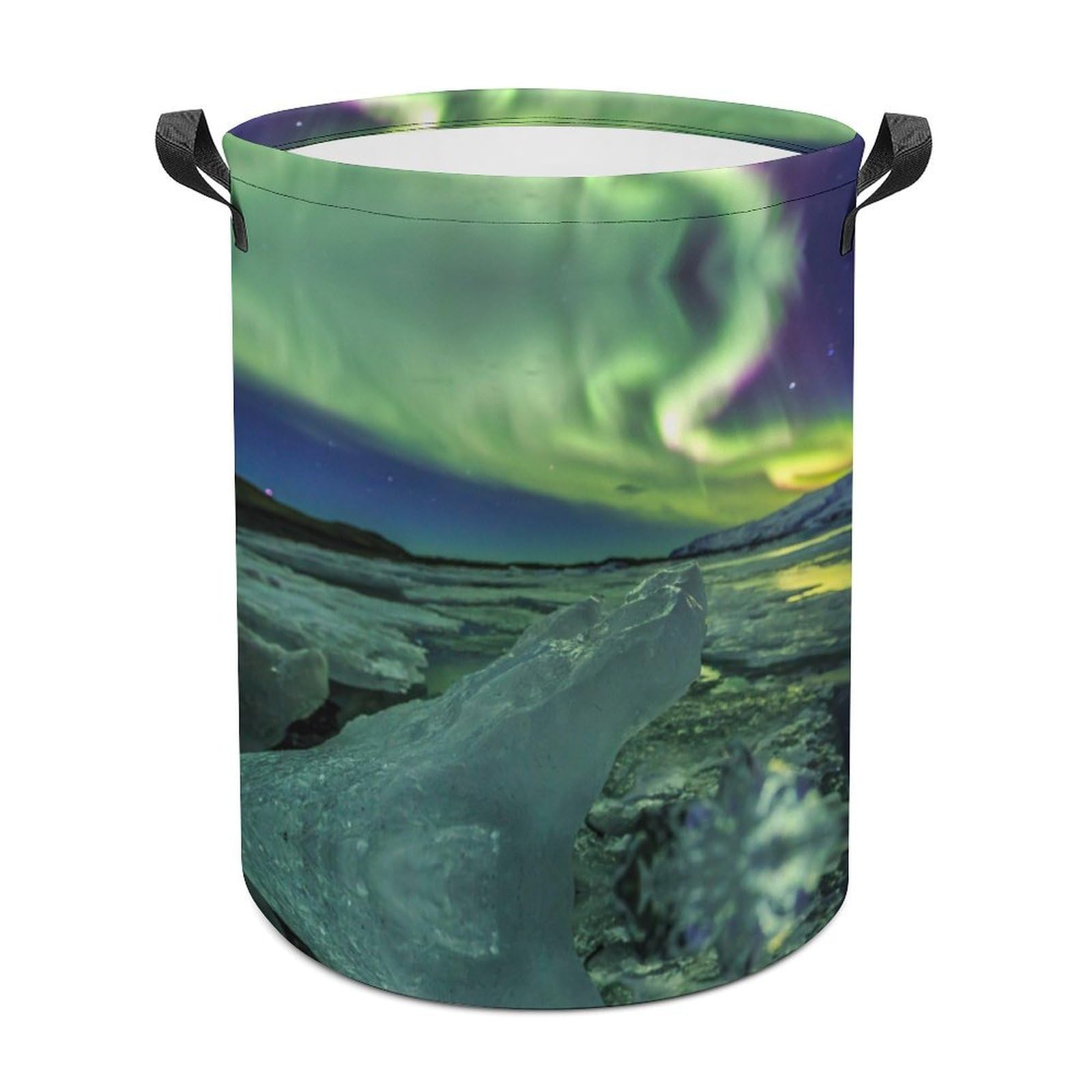 Wlntrophic Laundry Hamper, Beautiful Northern Lights Laundry Basket, Washing Basket with Handle