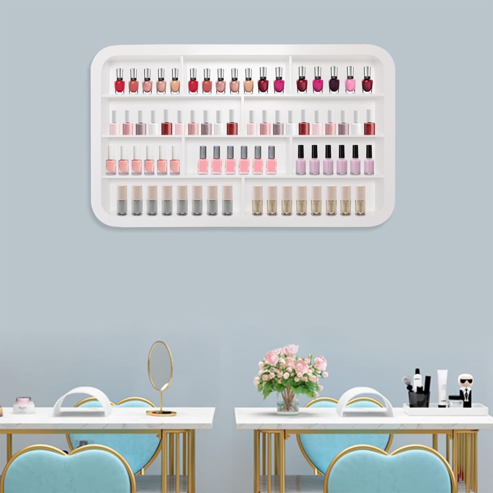 Présentoir Mural Vernis à Ongles, Étagère à 4 Niveaux Accessoires Manucur