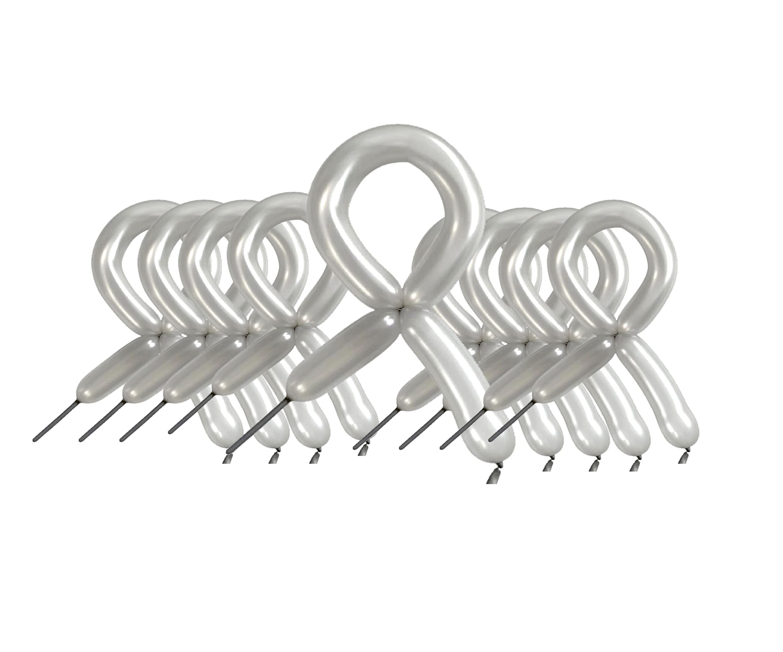 Balloons hub Long Modelling Balloons Magic Twisting Balloons DIY Craft Clown Animal Balloons Birthday Wedding Festival Party Decor Silver Long Balloon Pack Of 50