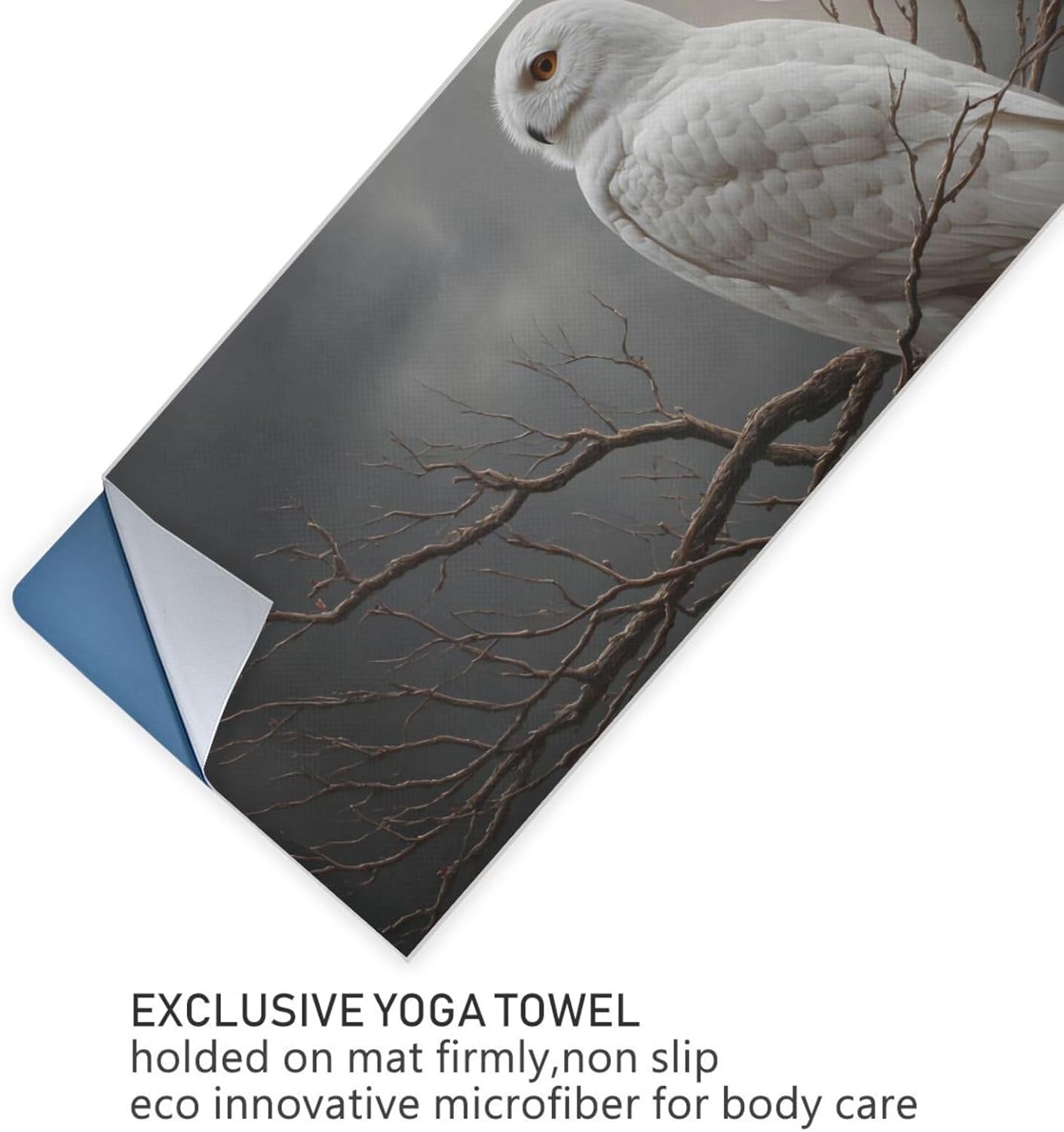 Hot Yoga Towel Owl Branch – Stylish, Non-Slip, Grip Dots, Super Absorbent, 27" x 73" - Yoga Mat Towels for Exercise, Fitness