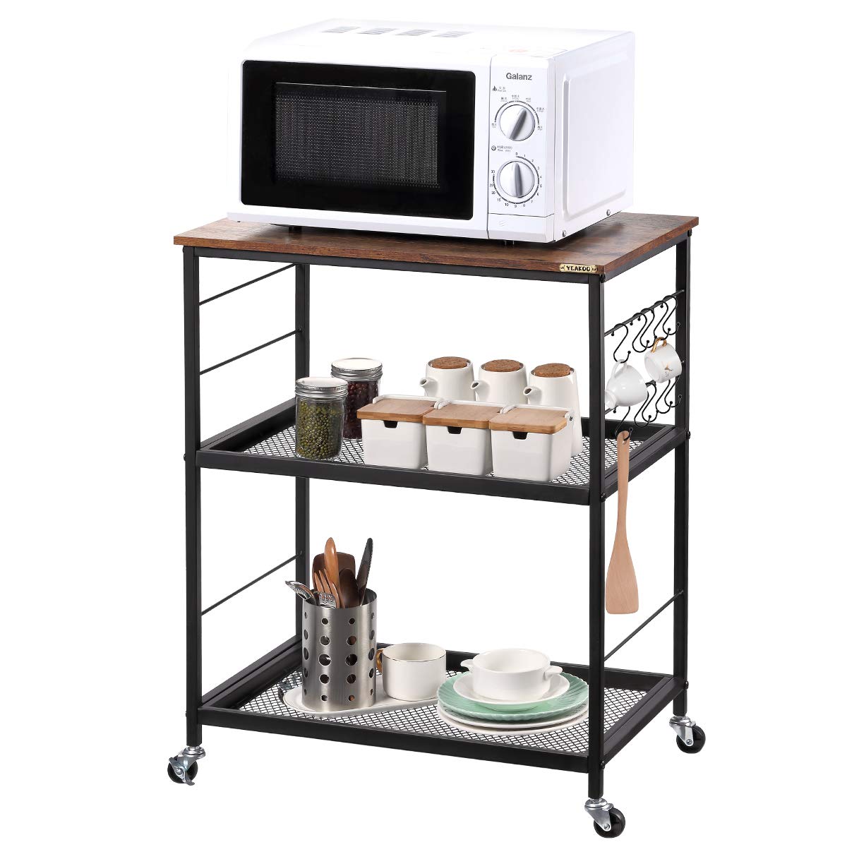 Buy 3Tier Industrial Kitchen Cart with Storage, Vintage Microwave Oven