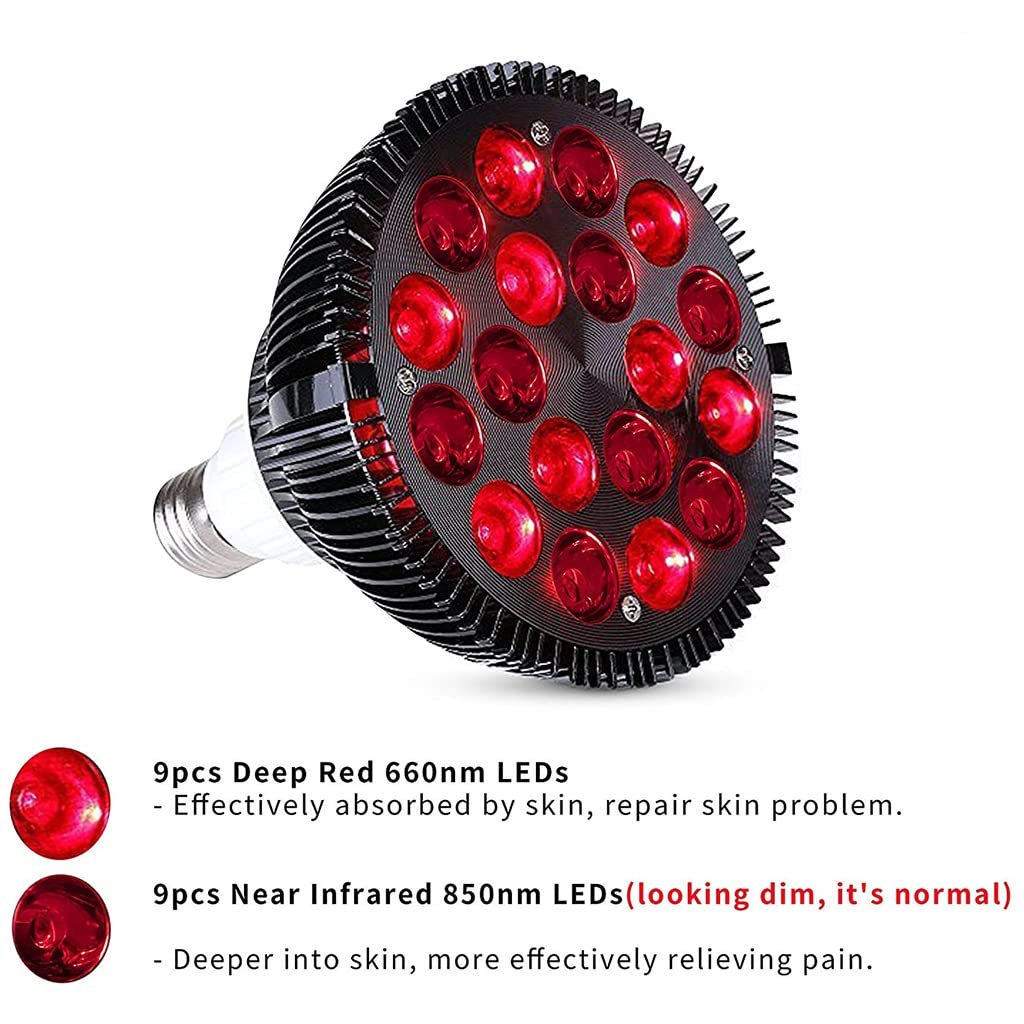 Terapia de Luz Roja, Bombilla de Terapia de Luz Infrarroja LED de 54W, Lámpara Combinada Infrarroja de 660nm 850nm, para la Cara, la Salud de la Piel, El Alivio del Dolor (Color : 1pcs)