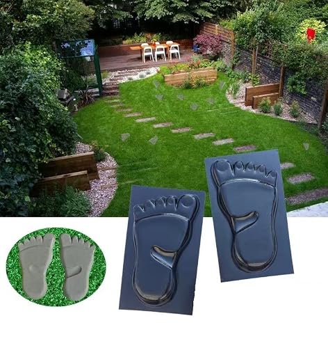 VanSmaGo Outdoor Stepping Stone, Concrete molds and Forms, 2 Packs Footprint Cement Paver Mold, Garden Sculptures & Statues