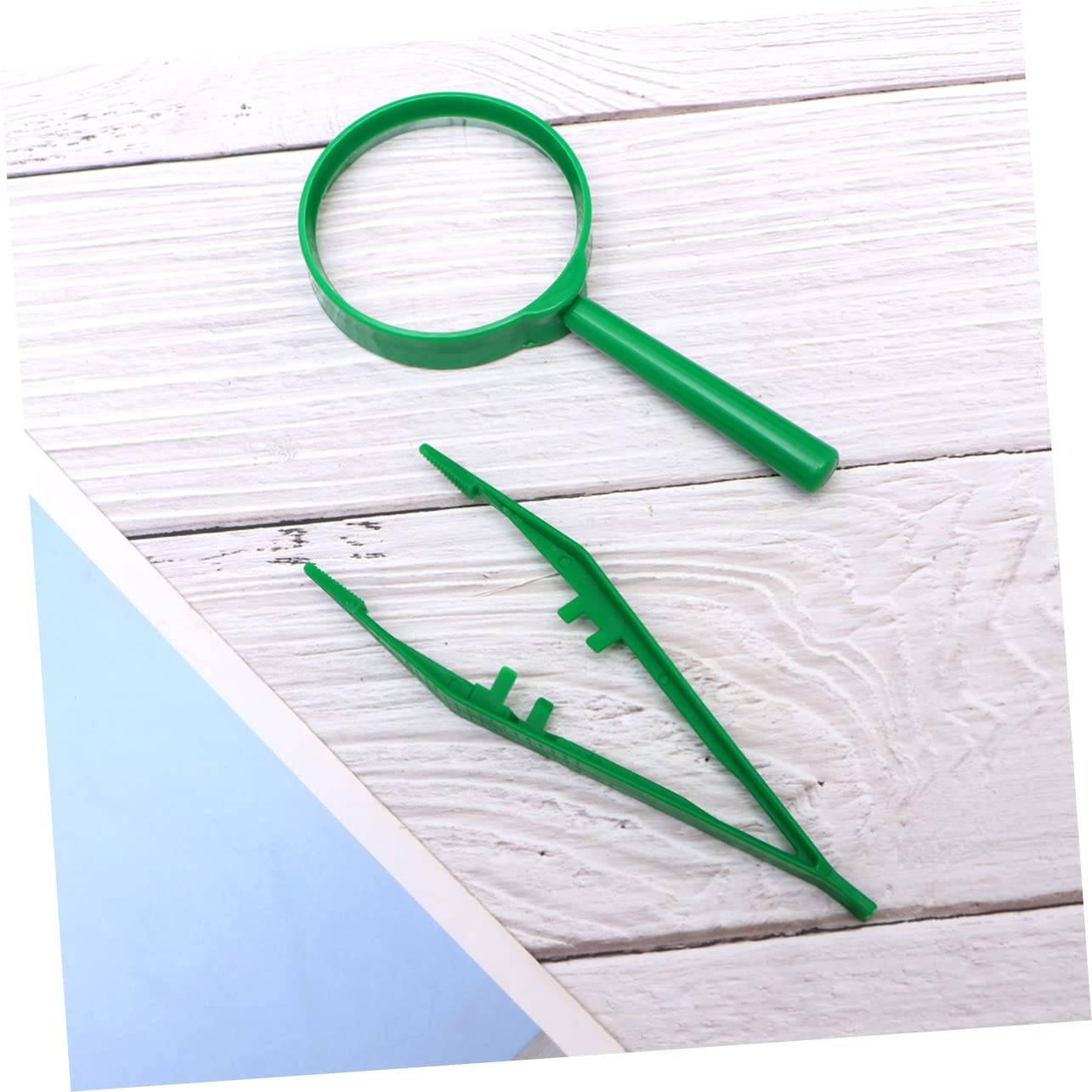 ERINGOGO 3 Sets Kid Observation Toys Observation Tools Magnifying Glass Tweezers Observation Kit, 13.30X6.30X1.50CM, Green