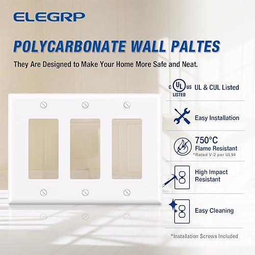 Miniatura 2 de ELEGRP Platos decorativos de pared de 3 bandas, tamaño mediano 4.88 pulgadas de alto x 6.75 pulgadas de largo, cubierta frontal termoplástica