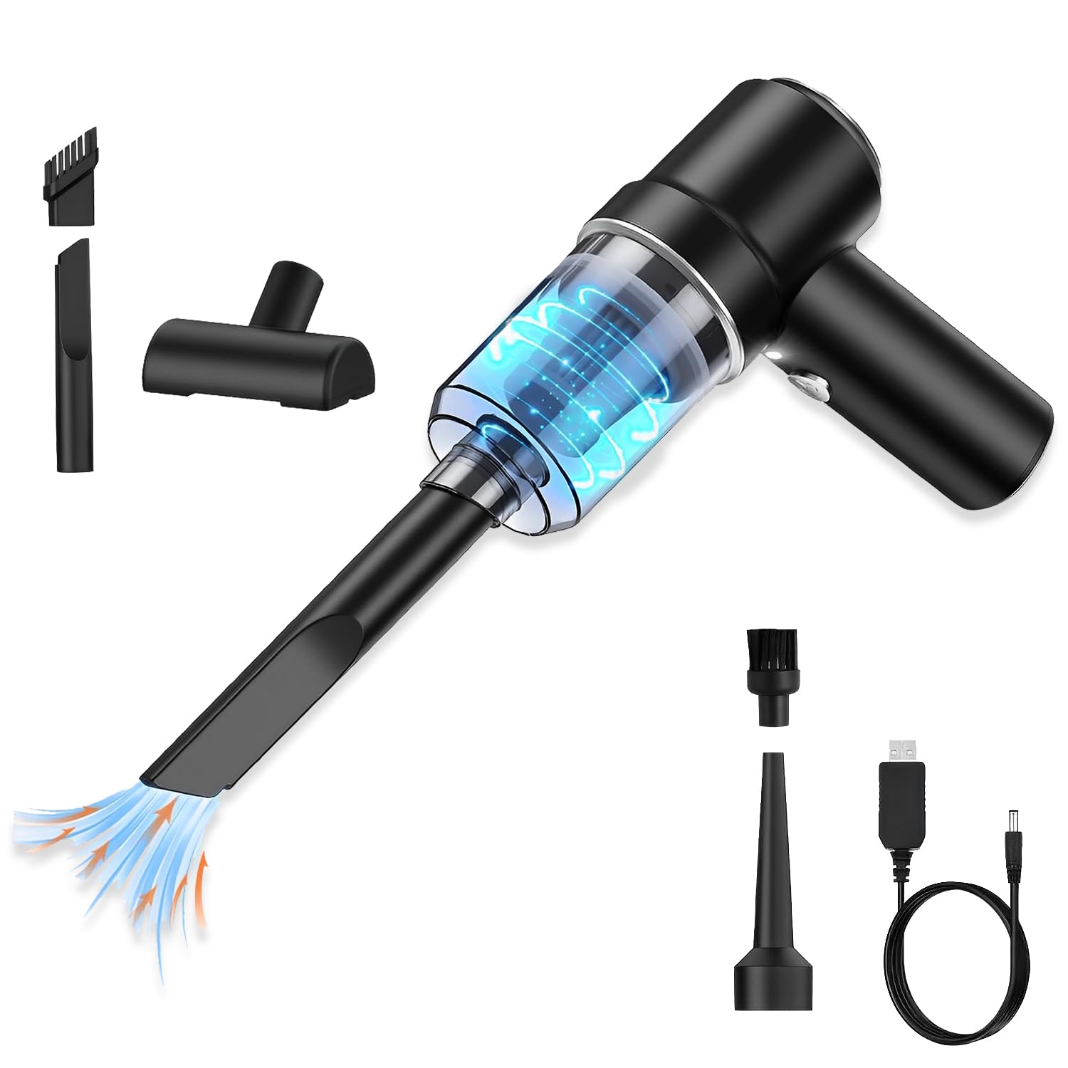 Portable Car Vacuum Cleaner, Cordless Handheld Car Vacuum Cleaner, 150W Powerful Suction Small Car Vacuum Cleaner with USB,Mini Vacuum Desktop Vacuum Cordless Vacuum Rechargeable Lightweight