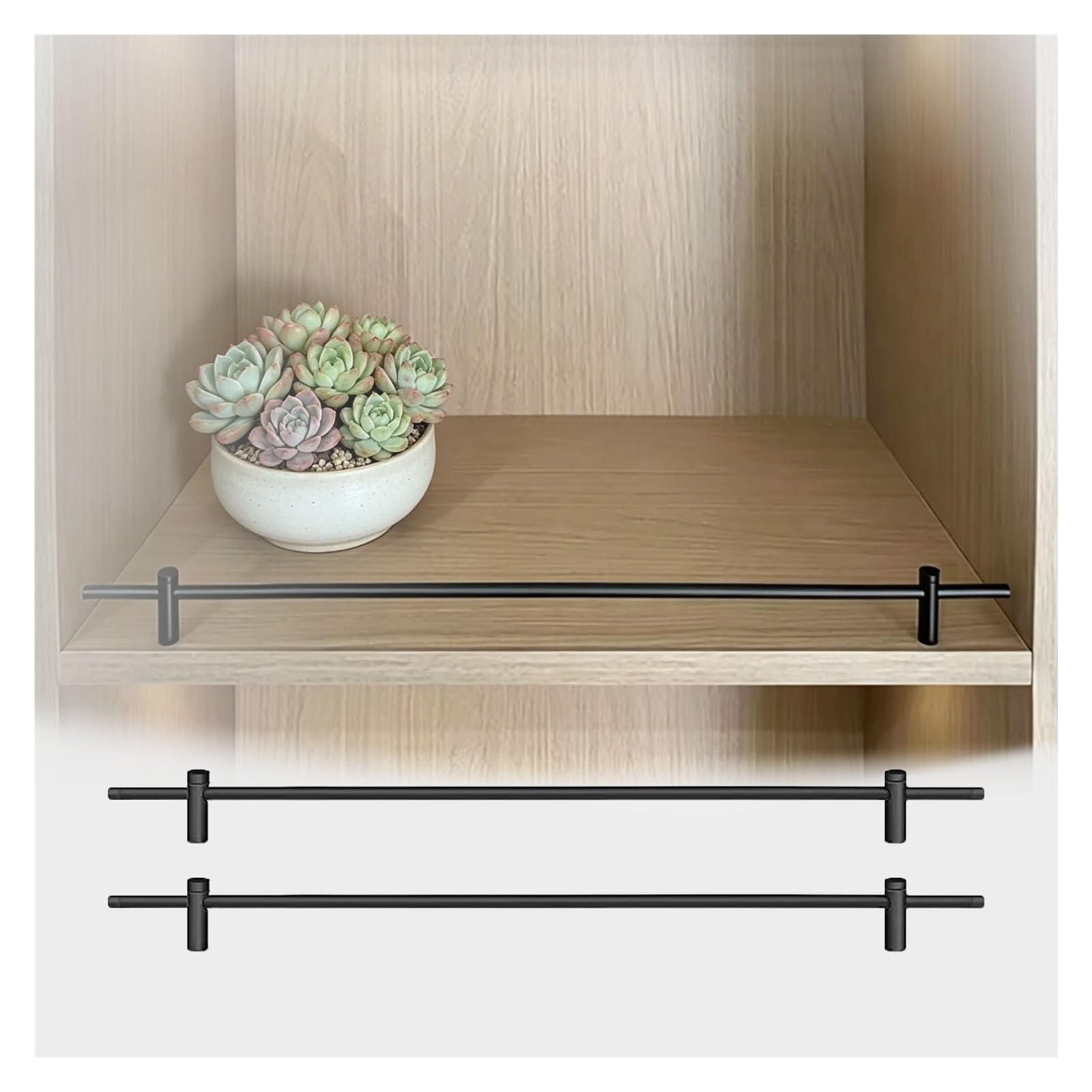 NIUSABOU Aluminum Shelf Guard, Gallery Tipp Rail 2/4/6/8 Pack 8-59 inch For Float Shelves(2 Pack,55in/139.7cm)