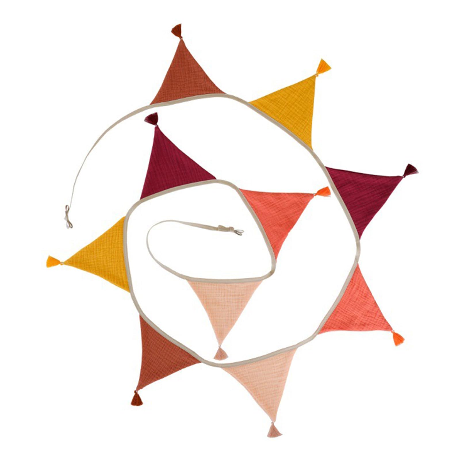 Colorful Cotton Bunting for Children Room Decors 2.6m Long Fabric Garlands with Fringed Flags Fringed Bunting Garlands