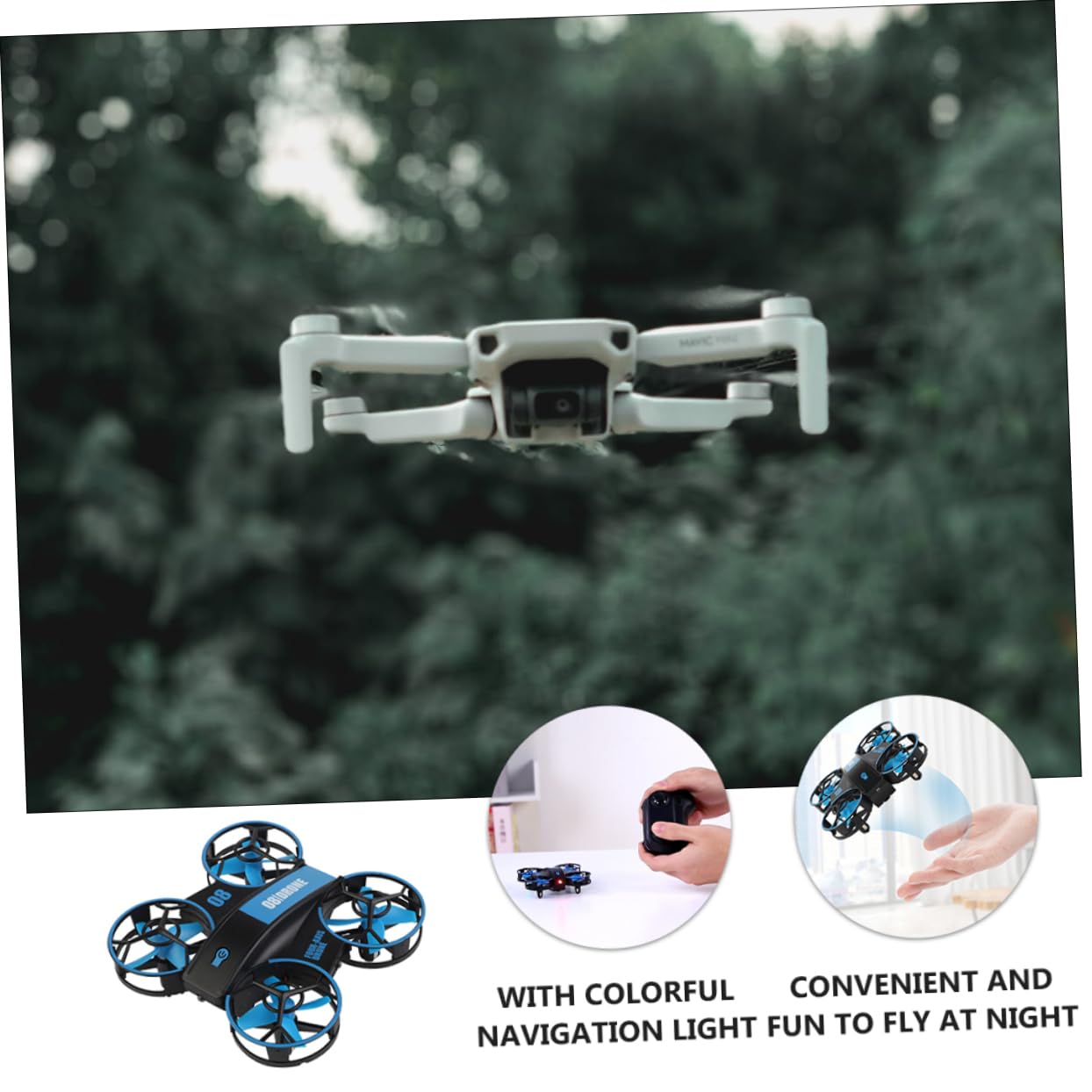 Abaodam Mini Drone Telecomandato Rc Quadcopter Luci Led, Batteria Integrata 3.7v 300mah, Resistente Agli Urti, Materiale Abs, per Giochi al Chiuso e All'aperto