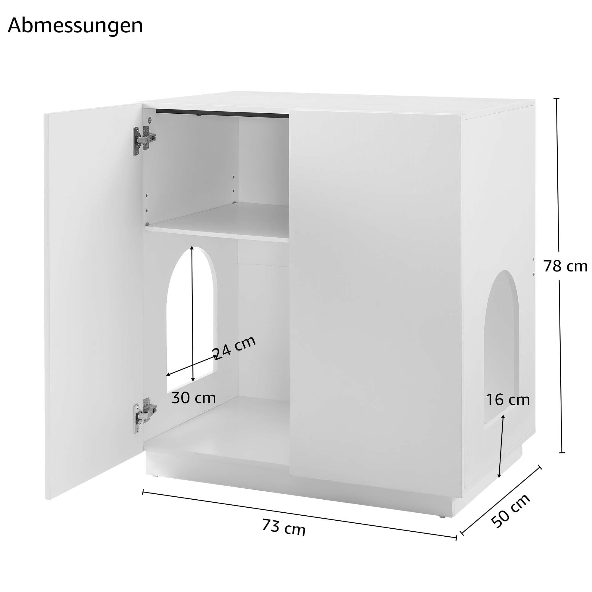 unipaws Hohes Katzenklo Möbel mit Regalen, Verstecktes Katzenklo Gehäuse für hohe oder Top Entry Katzentoiletten, Geschlossener Katzenklo Schrank, Katzenmöbel, Weiß