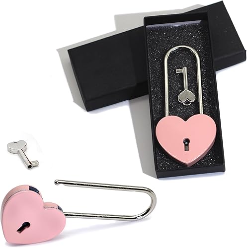 Miniatura 2 de 1 candado en forma de corazón, lindo candado de amor con llave para pequeñas cajas de joyería de madera, maleta, gabinete, cuaderno o regalo para