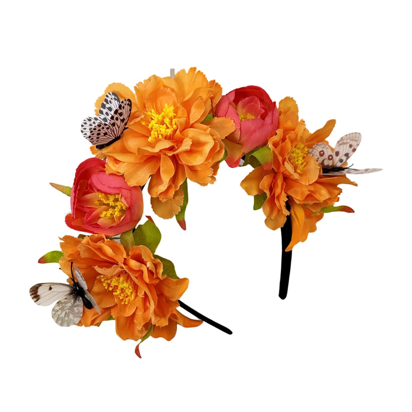 Fentency Fabric Flower Headband for Music Festival with Butterfly Decors Music Festival Accessory Hairhoop Wedding Bride Headwear