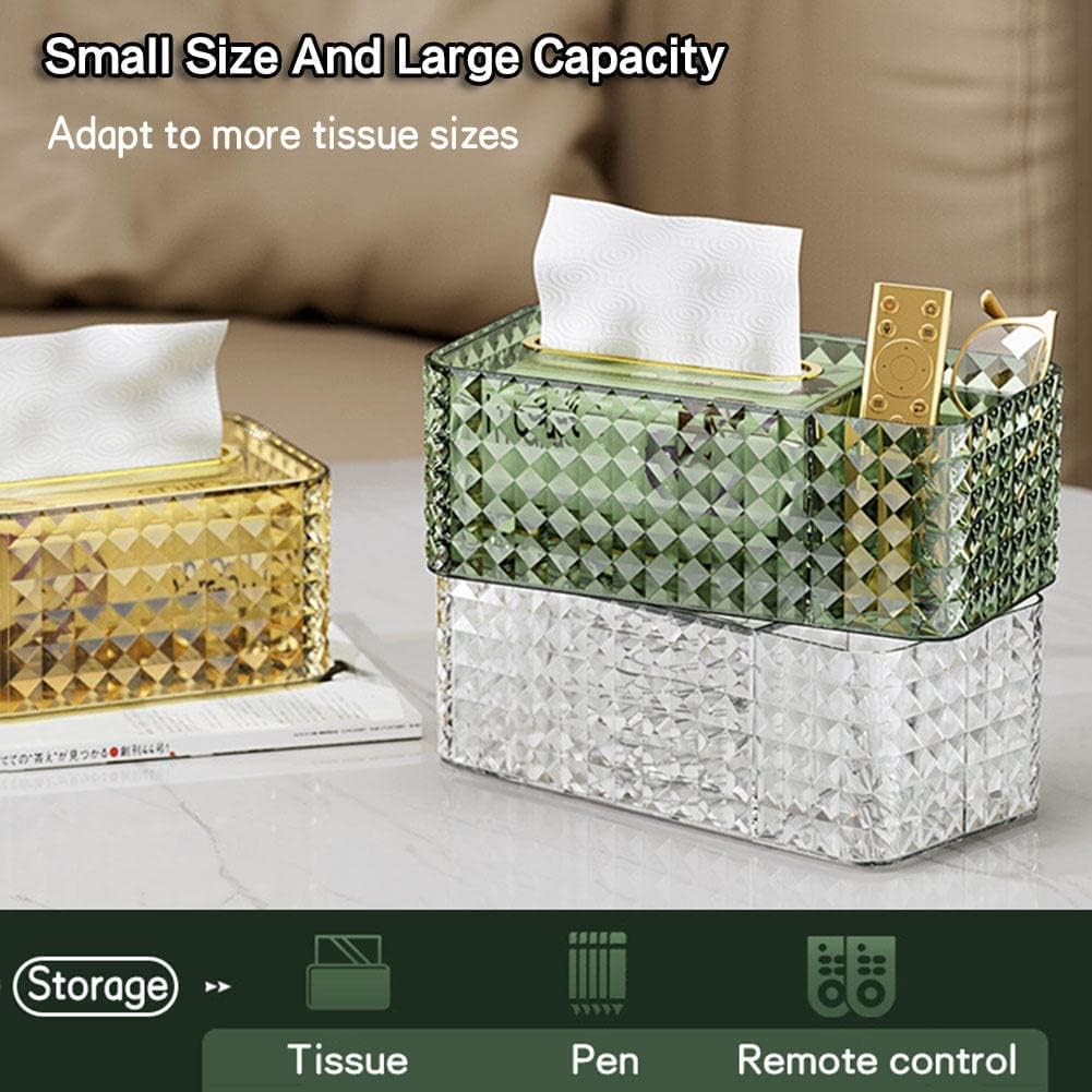 Obedient Diamond Tissue Box,Multi-Functional Paper Box Cover Napkin Holder Storage Case Decorative Pen Remote Organizer for Home/Office/Restaurant (Multi Colour) 2