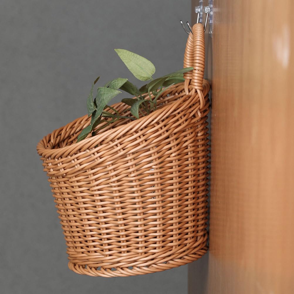 PRETYZOOM Cestino Portaoggetti Sospeso Da Parete Per Cucina 2 Pezzi Cestini Intrecciati in Plastica Per Conservare Aglio Cipolla E Design Salvaspazio Ed Elegante