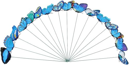 Toyvian Palos de estacas de mariposa para exteriores, jardín, patio, maceta, suministros de fiesta, 24 piezas (azul)