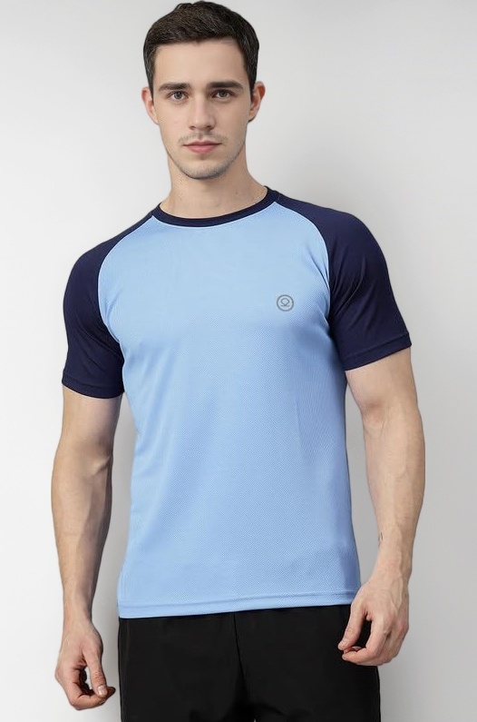 Men Polyester Solid Quick Dry Sports Gym T-Shirt Breathable Moisture-Wicking Half Sleeve Round Crew Neck Regular Fit Active Wear for Running and Training