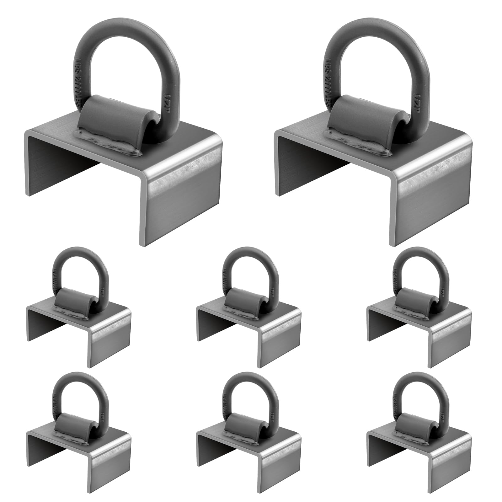 Confezione da 8 tasche saldate in acciaio 2 x 4 con anello a D saldato da 1/2 per rimorchio, resistenti, per tasca standard per pali per rimorchio, anello a D e legno