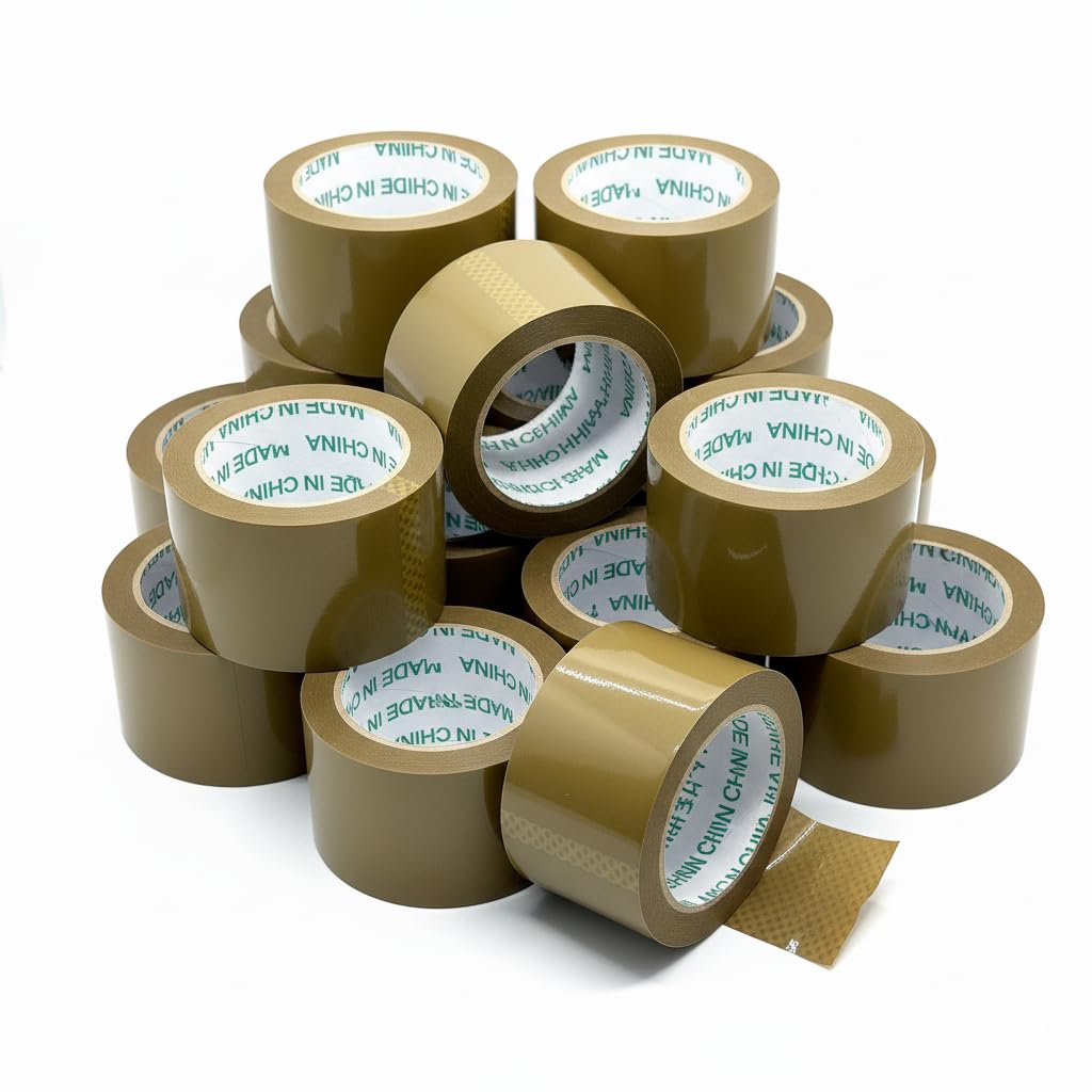 Precinto adhesivo marrón 70 mm x 132 m · Cinta de embalar para cajas, mudanzas y envíos · Alta resistencia y adherencia · Cinta para embalaje industrial (12)
