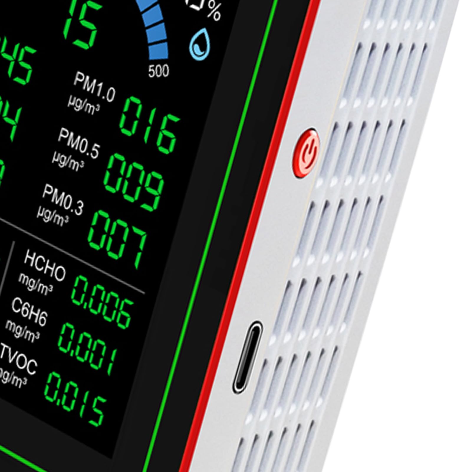 Rilevatore Qualità Aria 18 in 1 per CO2 TVOC HCHO PM2.5 PM10 Temperatura Umidità Display LCD Batteria Casa