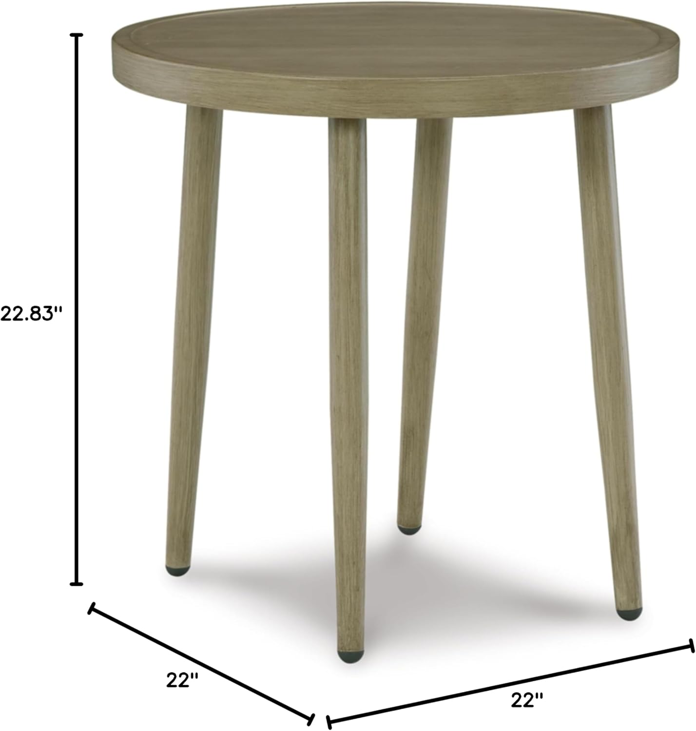 Beige Round Aluminum Outdoor End Table