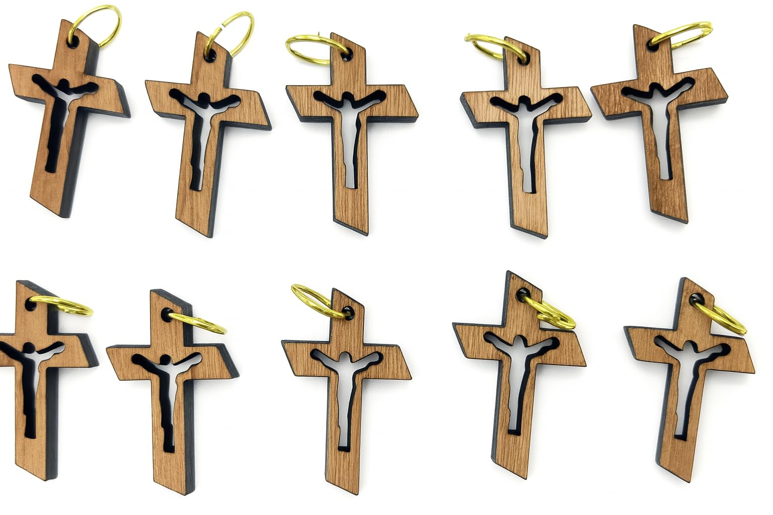 Zuluf Small Laser Cut Wooden Charms Pendants from Jerusalem Holy Land – Christian Rosary & Jewelry Making Supplies – Mini Authentic Bethlehem Crafts