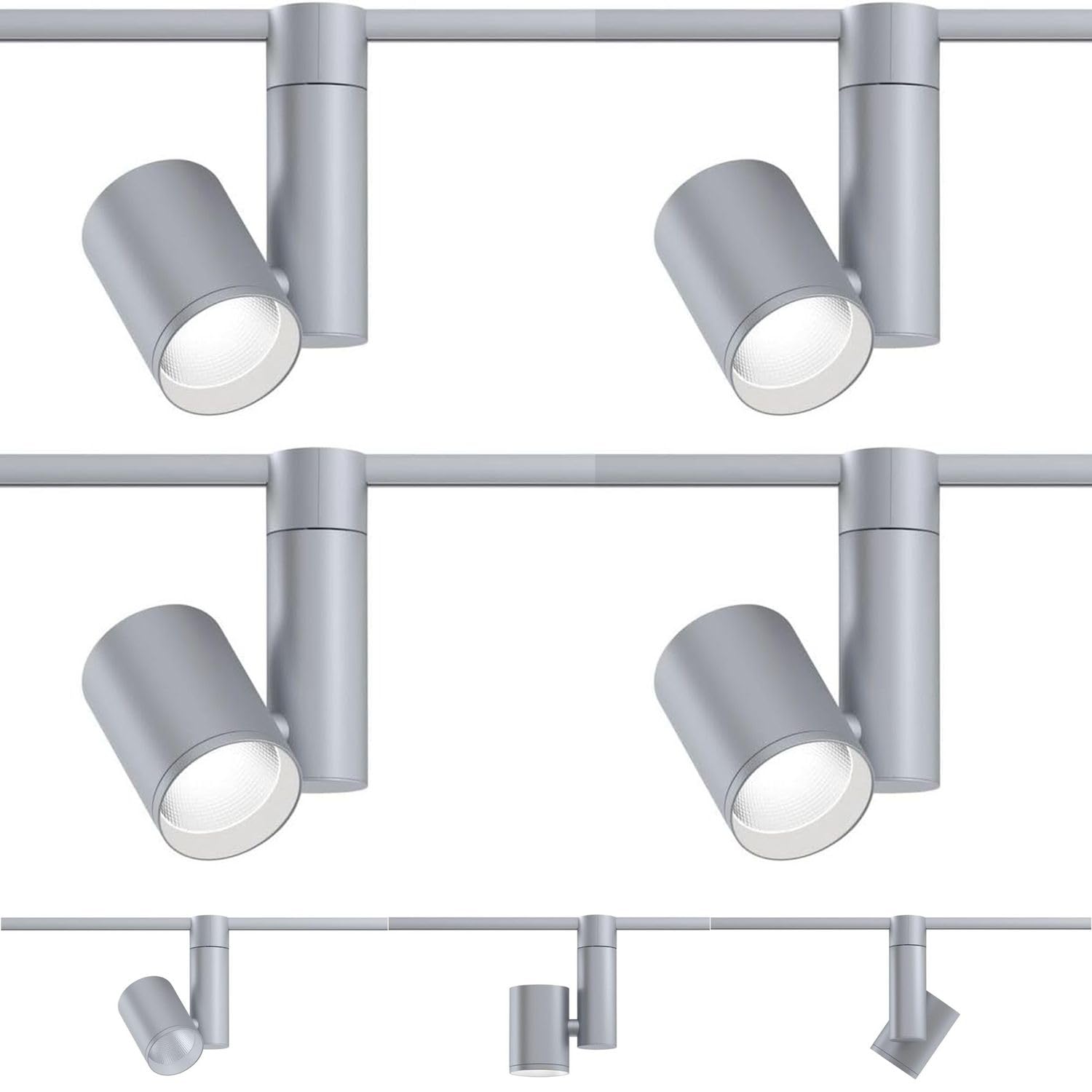 Paulmann URail Spot Schienensystem 230V Chrom matt 4er Set inkl. LED Leuchtmittel Neutralweiß